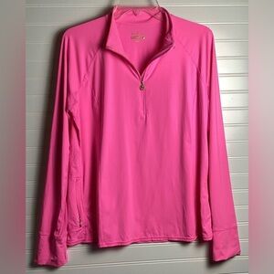 LILLY PULITZER MARION MESH PANEL HALF ZIP SUNGUARD Size XL Hot Pink